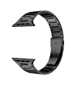 Black stainless steel Apple Watch band with connector, slim classic design