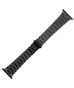Black stainless steel smartwatch band with metal links connector