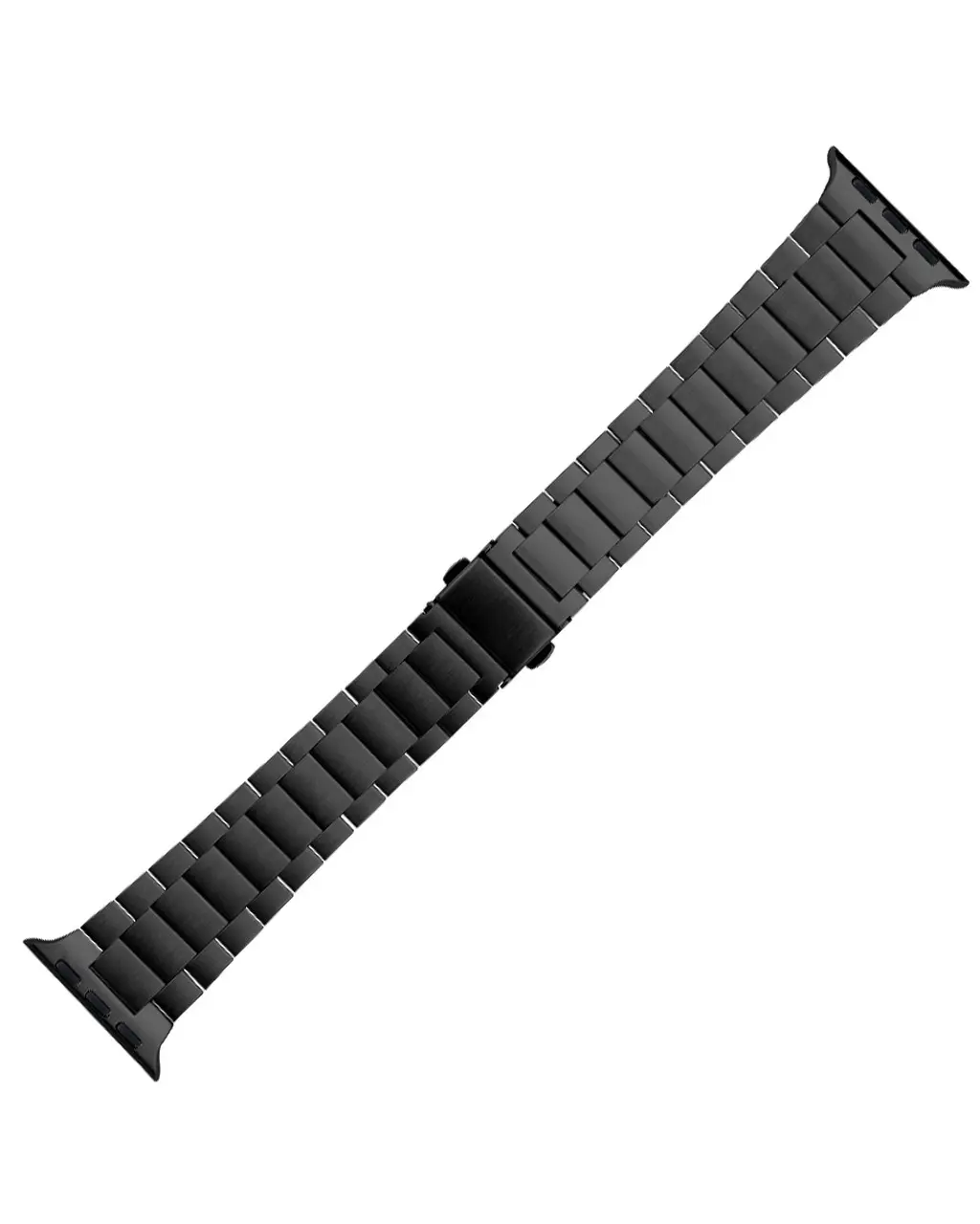 Black stainless steel smartwatch band with metal links connector