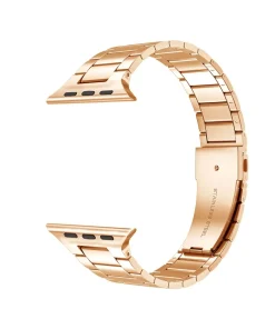 Rose gold stainless steel smartwatch band with link bracelet design