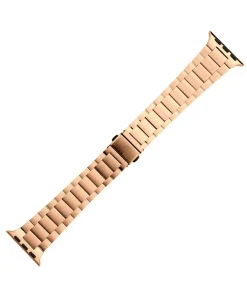 Rose gold stainless steel smartwatch band with classic link design