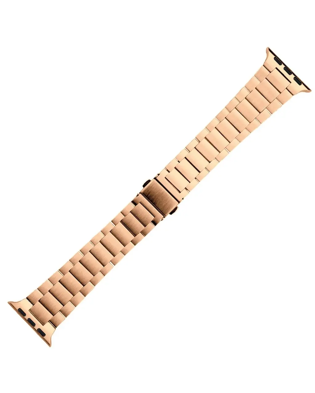 Rose gold stainless steel smartwatch band with classic link design