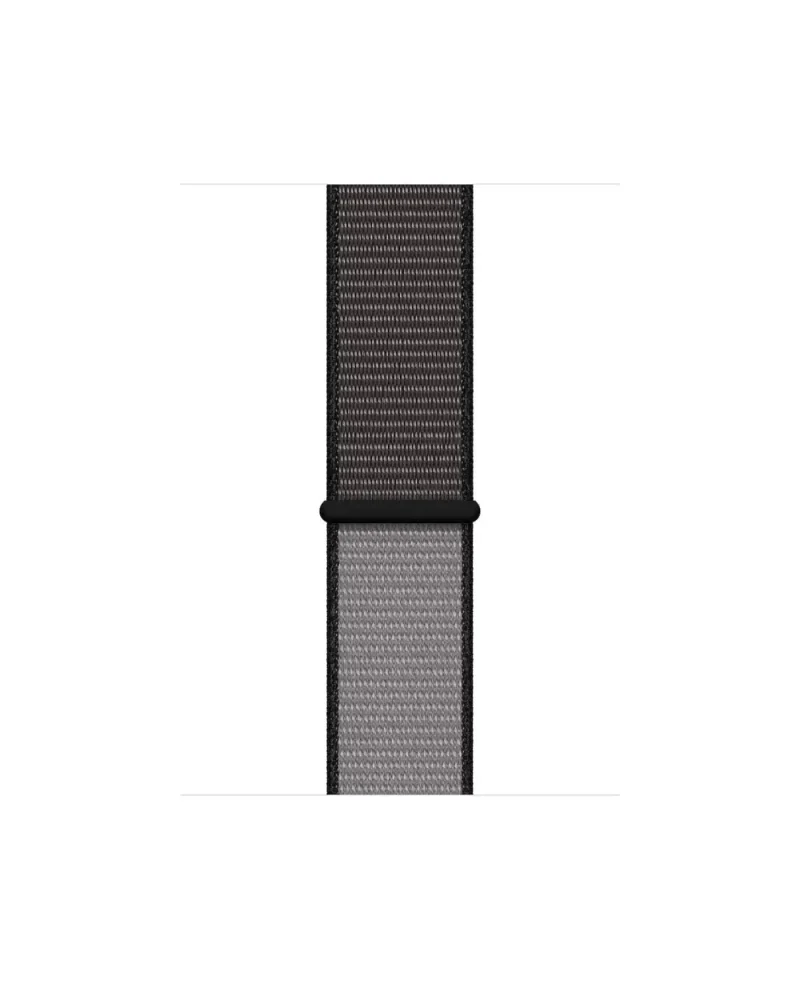 Black and gray woven sport loop smartwatch band with connector