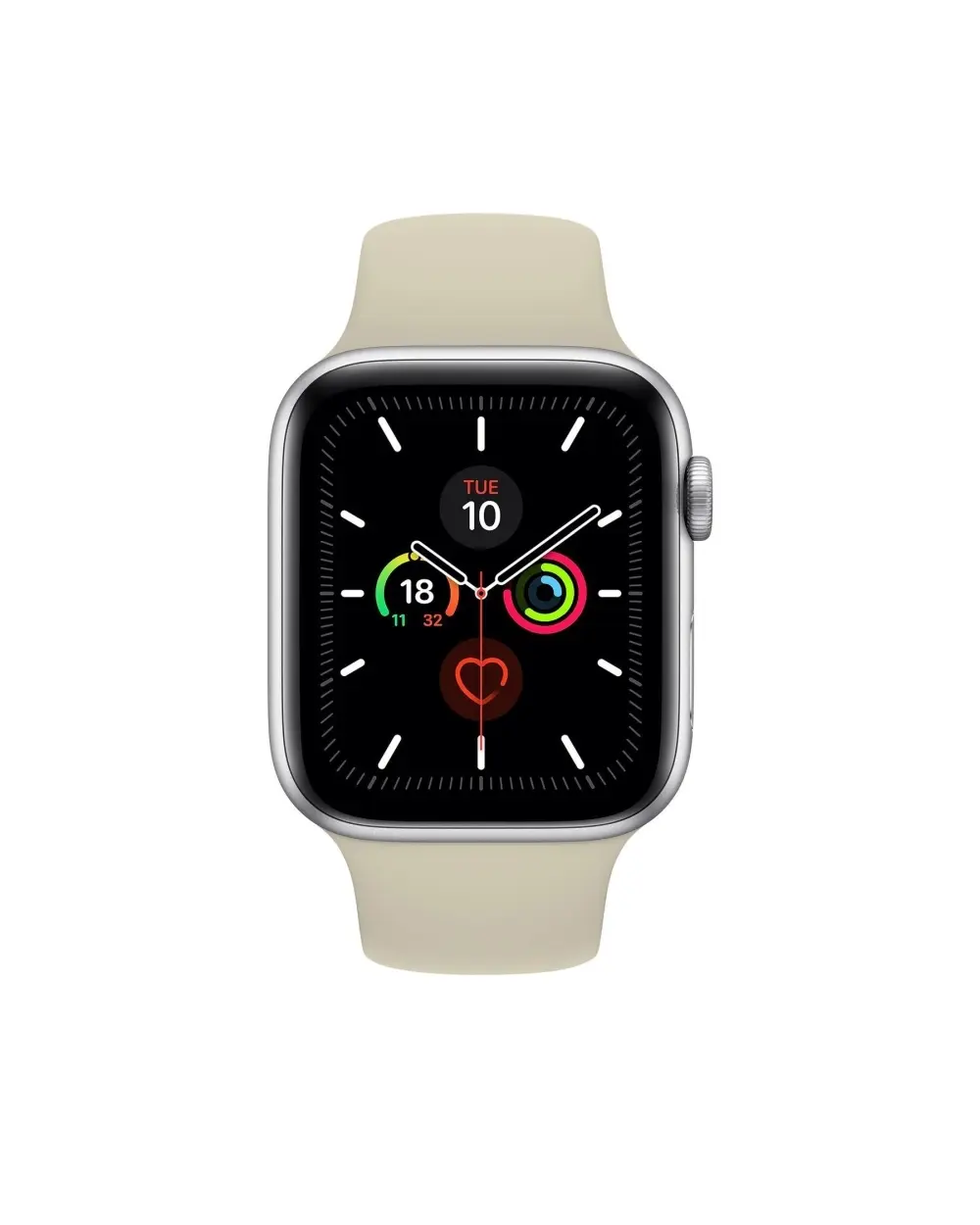 Apple Watch with antique white sport band and fitness tracking display