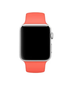 Silver smartwatch with apricot sport band fitness tracker wearable