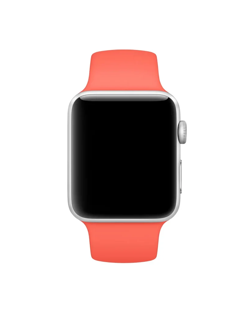 Silver smartwatch with apricot sport band fitness tracker wearable