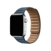 Apple Watch Leather Link band in Baltic Blue with tan leather design