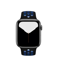 Black and blue perforated sport smartwatch band for active wear
