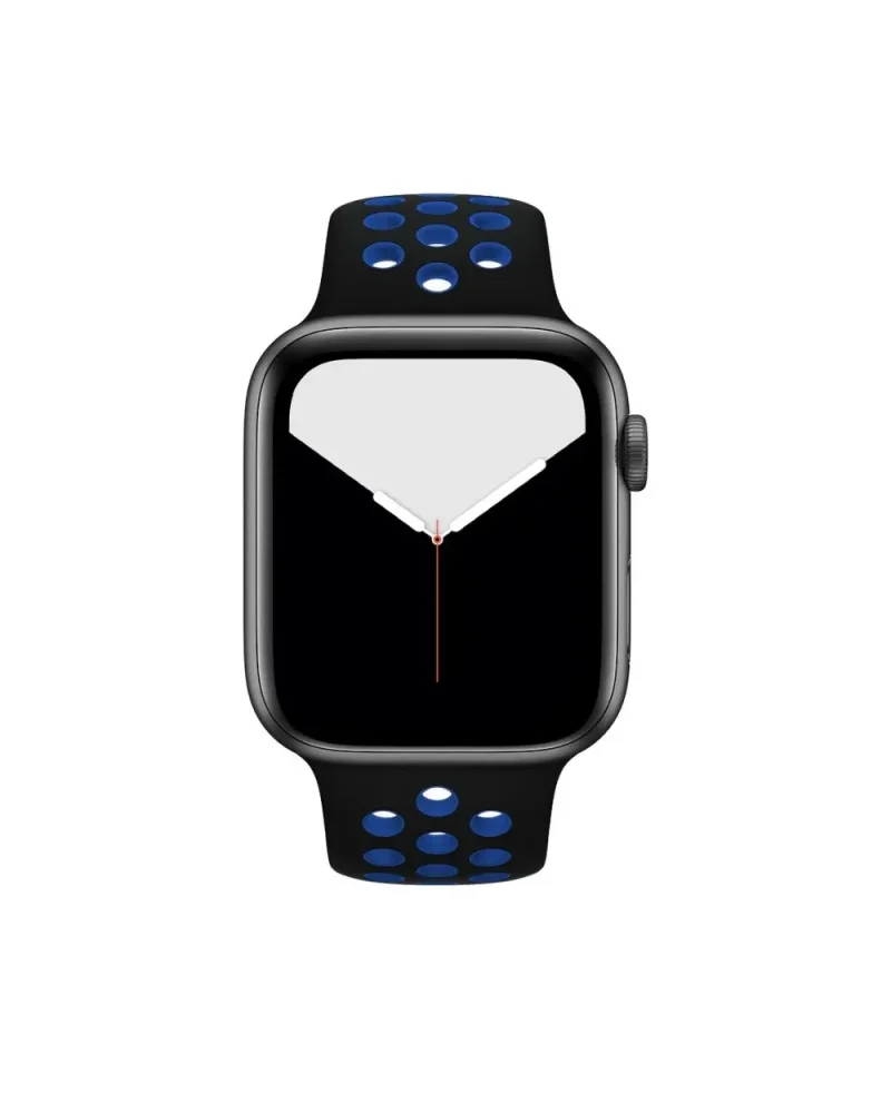 Black and blue perforated sport smartwatch band for active wear