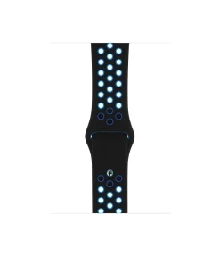 Black sport band with blue LED lights and ventilation holes for smartwatch