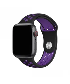 Black and purple sport band for smart watch with ventilation holes