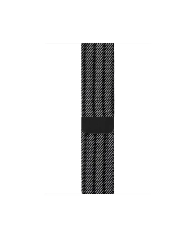 Black Milanese loop smartwatch band with woven mesh material and magnetic clasp
