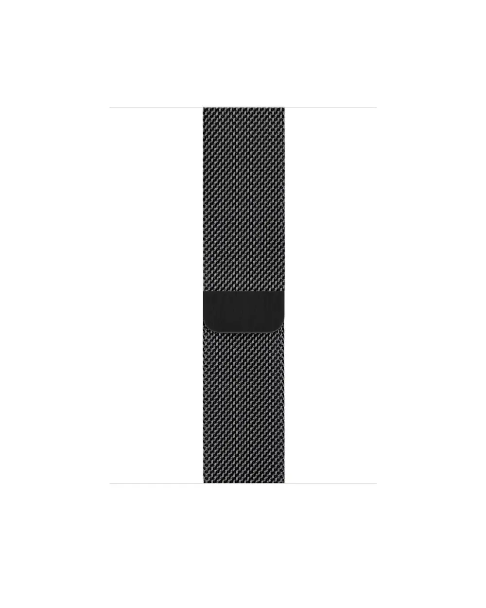 Black Milanese loop smartwatch band with woven mesh material and magnetic clasp