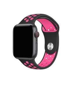 Black and pink sport band for Apple Watch with ventilation holes