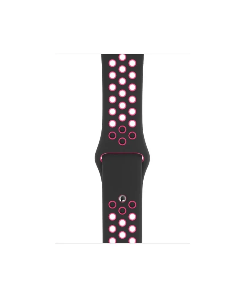 Black and pink sports watch band with perforated ventilation holes design