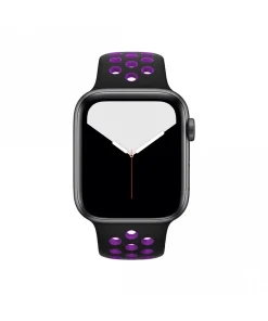Black and purple sport smartwatch with perforated athletic band