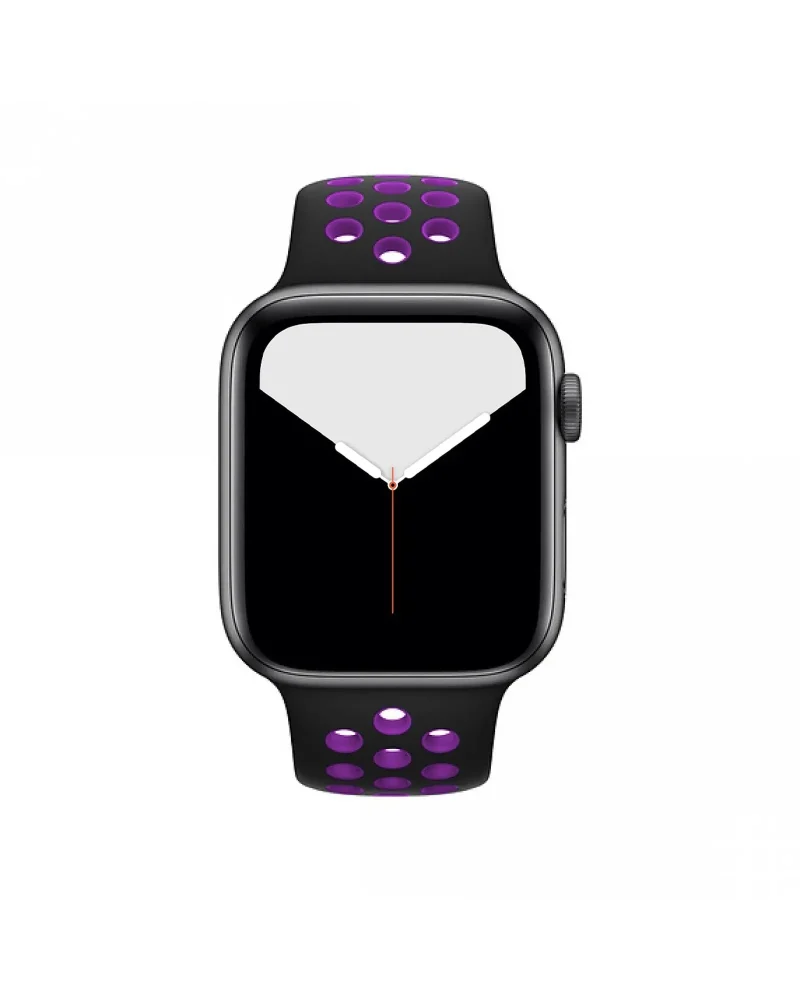 Black and purple sport smartwatch with perforated athletic band