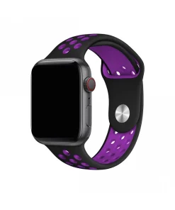Black purple silicone sport band for Apple Watch with ventilation holes