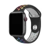 Black sport smartwatch band with colorful rainbow dot pattern design