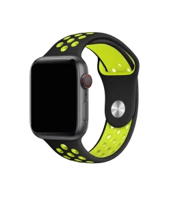 Black and volt yellow sport band for smartwatch with ventilation holes