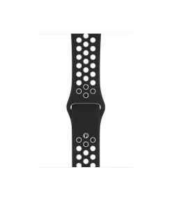 Black and white perforated sport watch band for active fitness tracking
