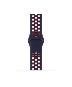 Black and orange perforated sport watch band with ventilation holes
