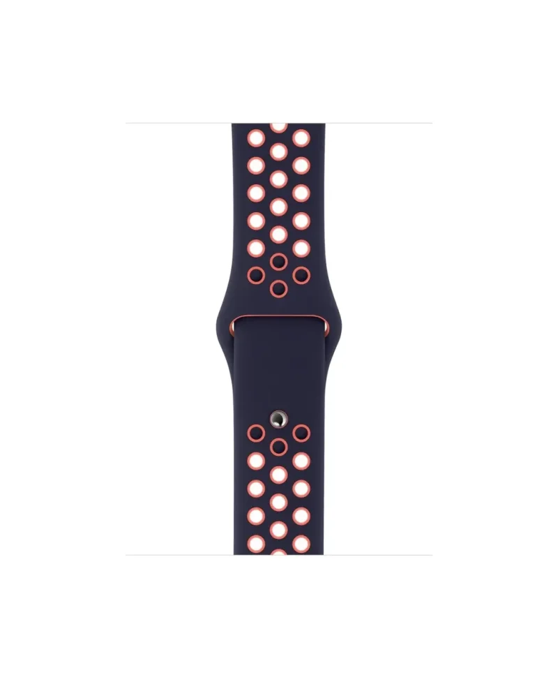 Black and orange perforated sport watch band with ventilation holes