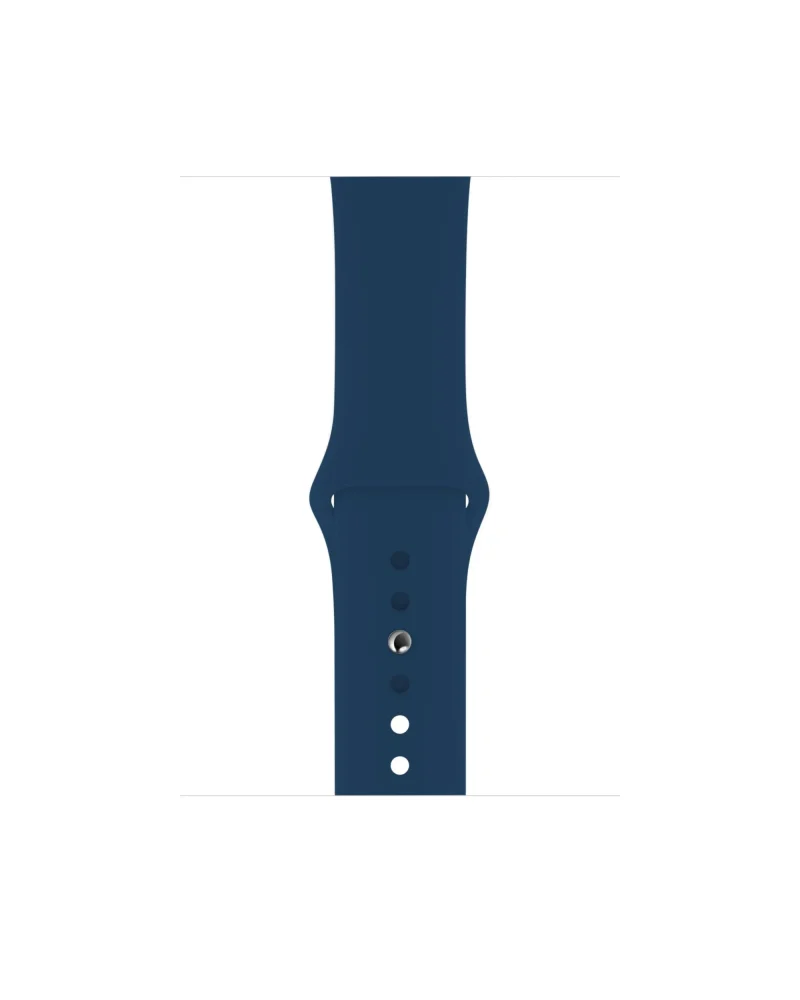 Navy blue silicone sport watch band with adjustable button closures