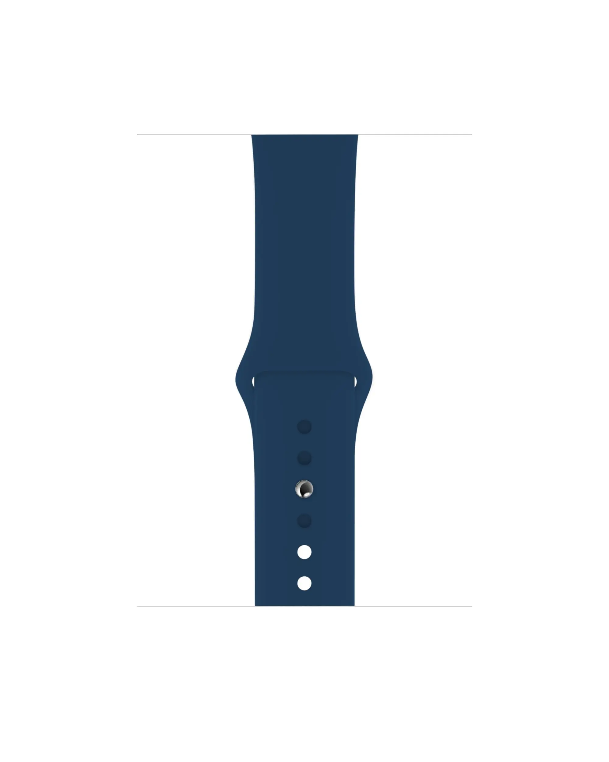 Navy blue silicone sport watch band with adjustable button closures