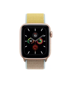 Apple Watch Series 5 rose gold with yellow camel sport loop band