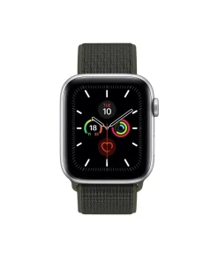 Apple Watch Series 5 silver aluminum cargo khaki sport loop band smartwatch
