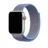 Apple Watch with blue woven sport loop band, silver aluminum case