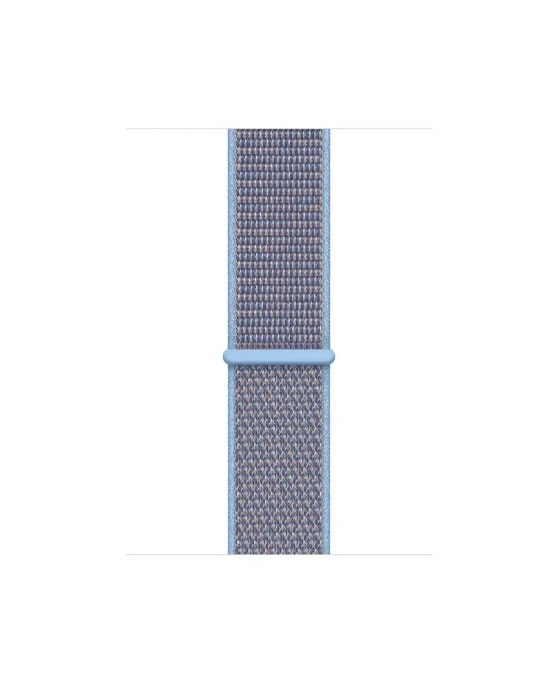 Blue woven nylon sport loop watch band with adjustable strap