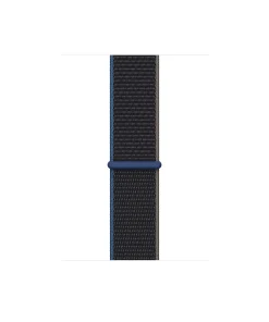 Charcoal grey woven sport loop watch band with navy blue connector