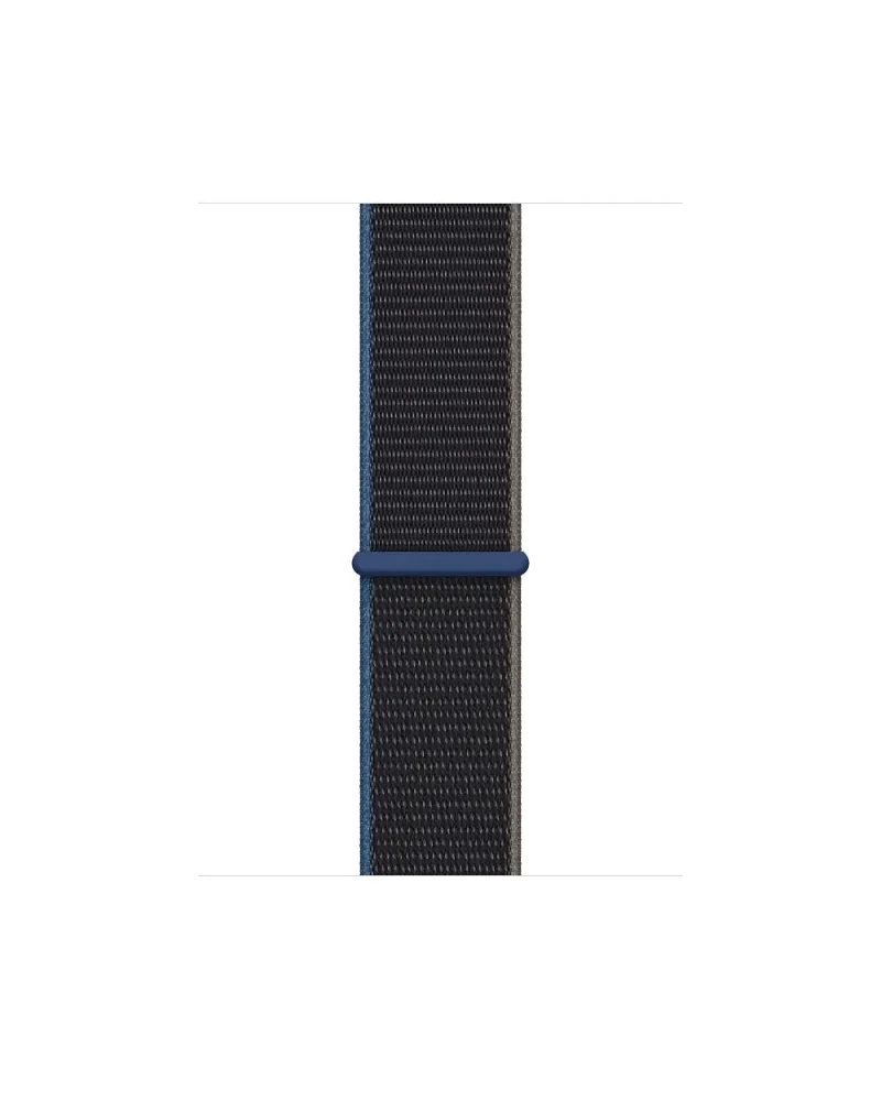Charcoal grey woven sport loop watch band with navy blue connector