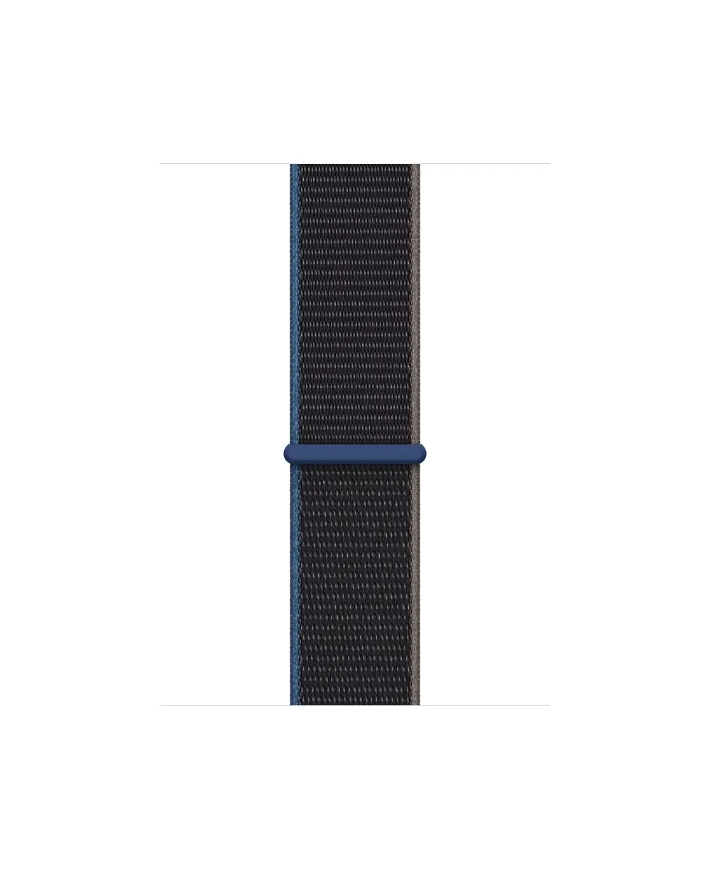 Charcoal grey woven sport loop watch band with navy blue connector