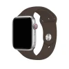 Silver Apple Watch with cocoa brown sport band and red digital crown