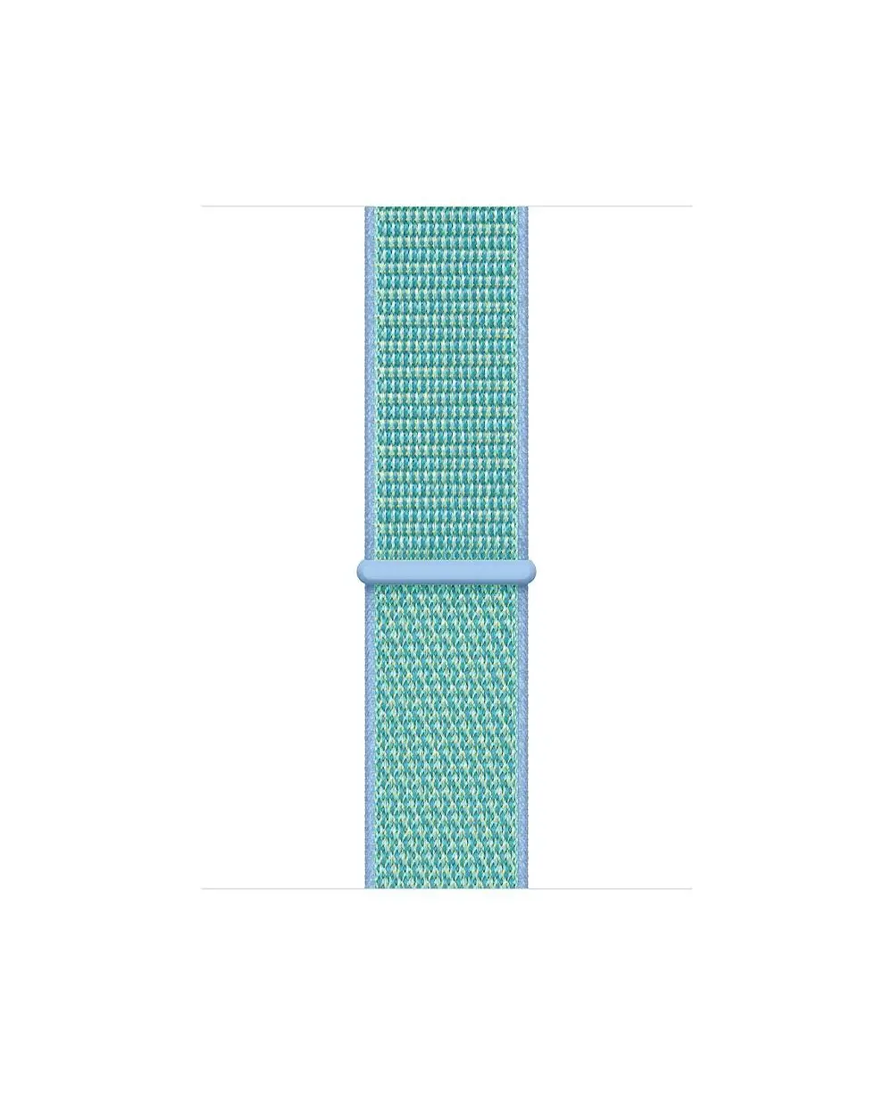 Turquoise woven sport loop watch band with cornflower blue connector