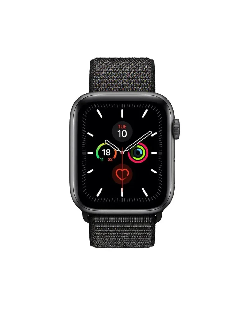 Black fabric sport loop smartwatch with fitness tracking complications display