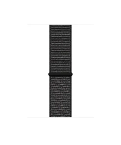Black sport loop watch band with woven fabric design and connector