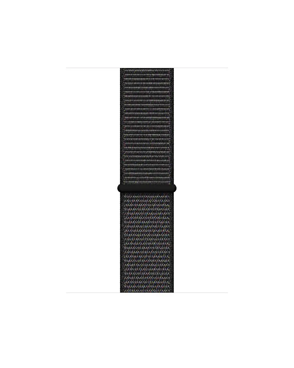 Black sport loop watch band with woven fabric design and connector