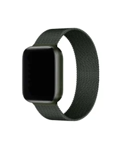 Dark green Milanese loop mesh smartwatch band with magnetic closure