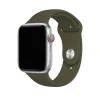 Silver Apple Watch with dark olive green sport band, fitness tracker