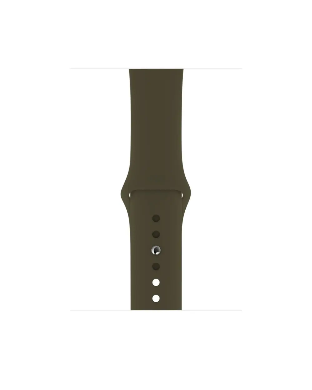 Dark olive silicone sport band with white dots and metal pin