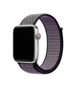 Apple Watch silver aluminum case with purple sport loop band