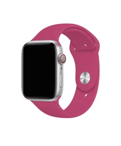 Smart watch with silver case and dragonfruit pink silicone sport band