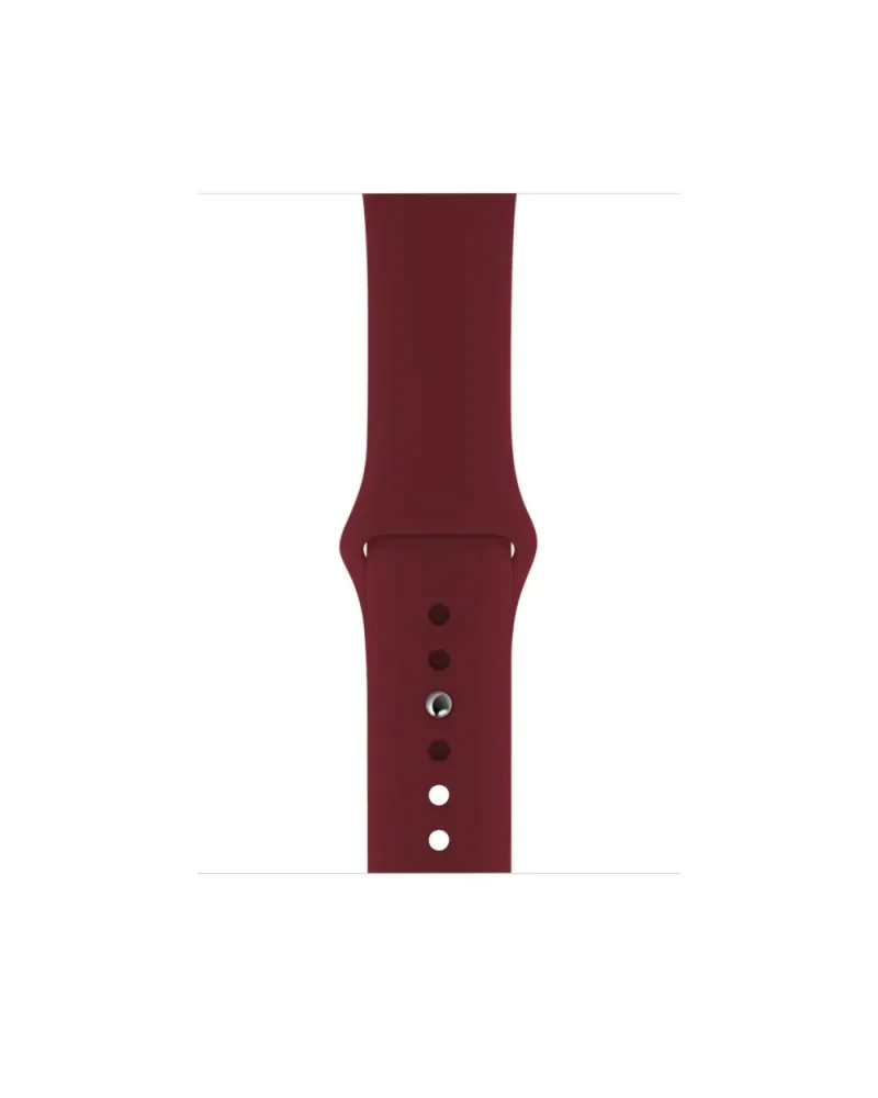 Wine red silicone sport band for Apple Watch with white buttons