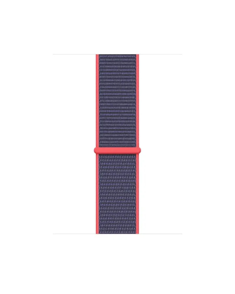 Electric pink nylon sport loop watch band with midnight blue woven textile