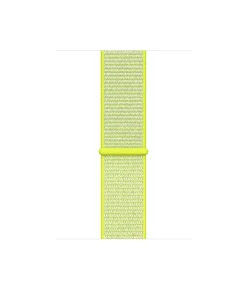 Bright yellow-green nylon sport loop watch band with woven texture pattern