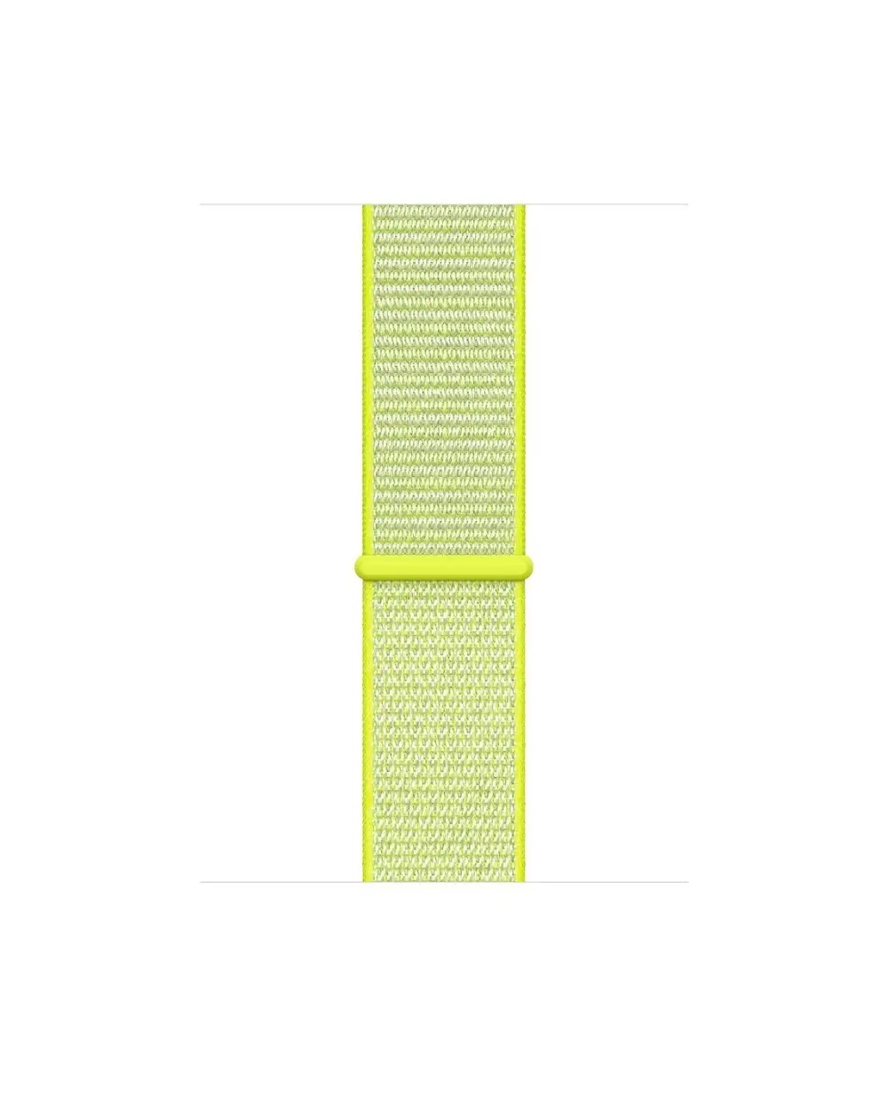 Bright yellow-green nylon sport loop watch band with woven texture pattern
